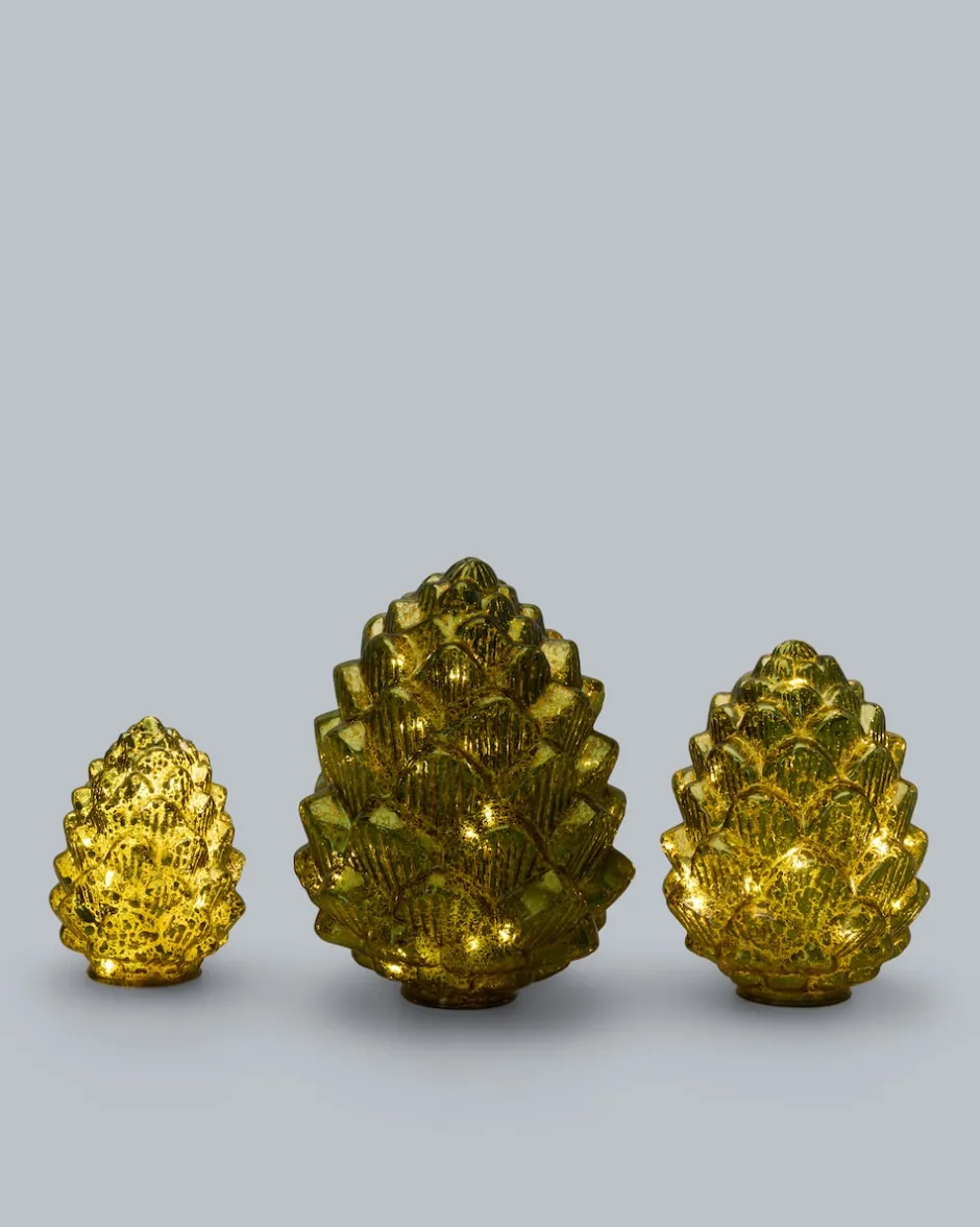 Clearance 3 LED Glas Tannenzapfen Twinkle Dekoration