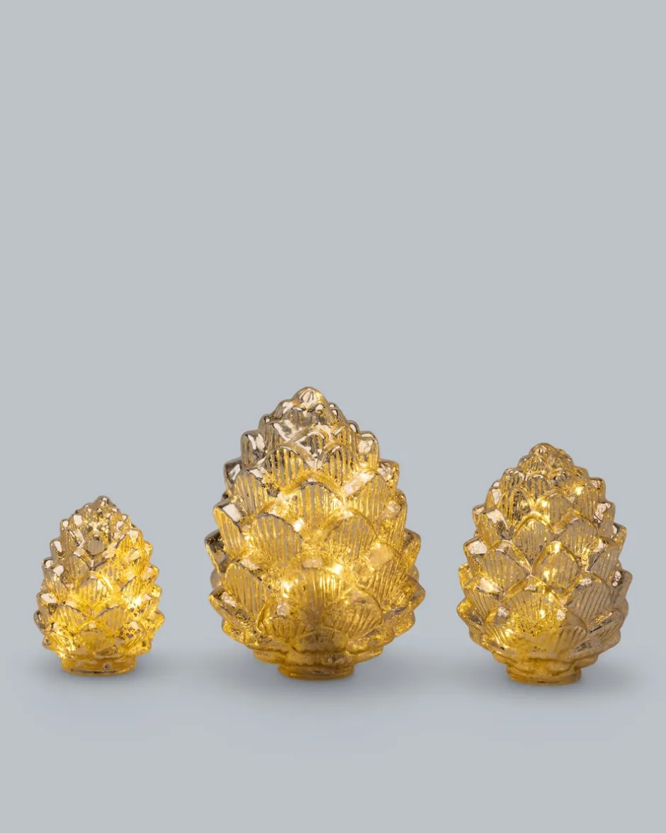 Clearance 3 LED Glas Tannenzapfen Twinkle Dekoration