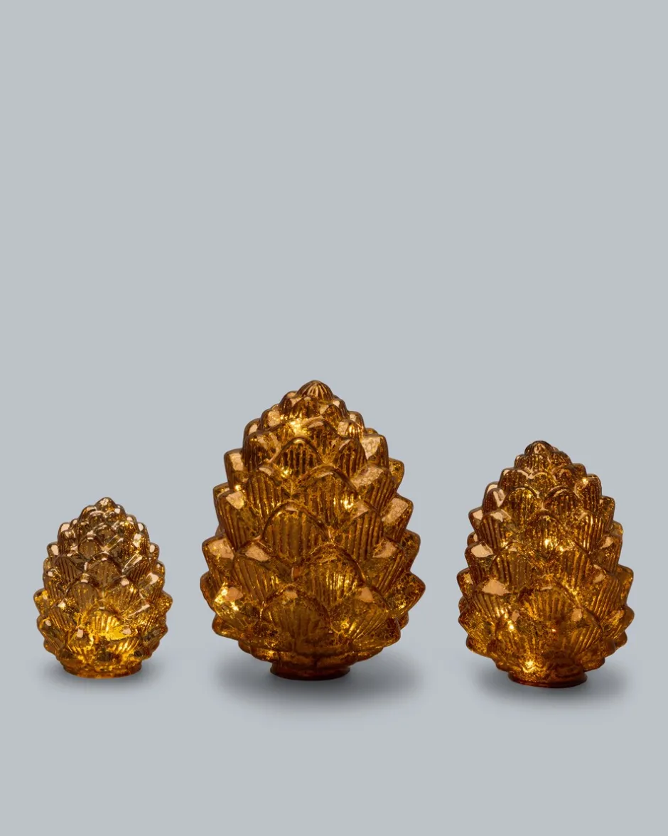 Clearance 3 LED Glas Tannenzapfen Twinkle Dekoration