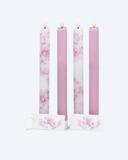 Sale 4 LED-Stabkerzen "floral" mit Geschenkbox Dekoration