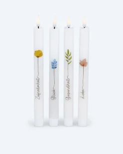 Hot 4 LED-Stabkerzen mit Spruch in Geschenkbox Dekoration