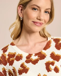 New Baumwoll-Pullover mit Animal-Druck Strickware