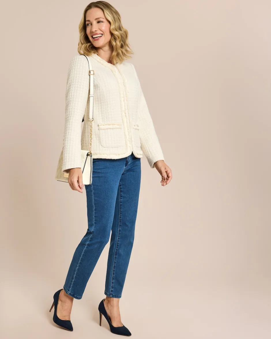 Hot Blazer Boucleoptik mit Fransen Jacken & Mäntel