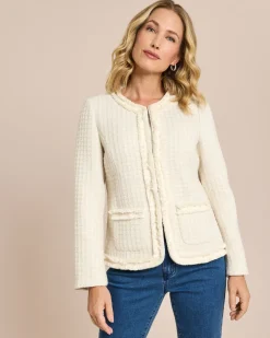 Hot Blazer Boucleoptik mit Fransen Jacken & Mäntel