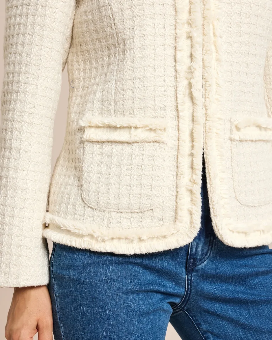 Hot Blazer Boucleoptik mit Fransen Jacken & Mäntel