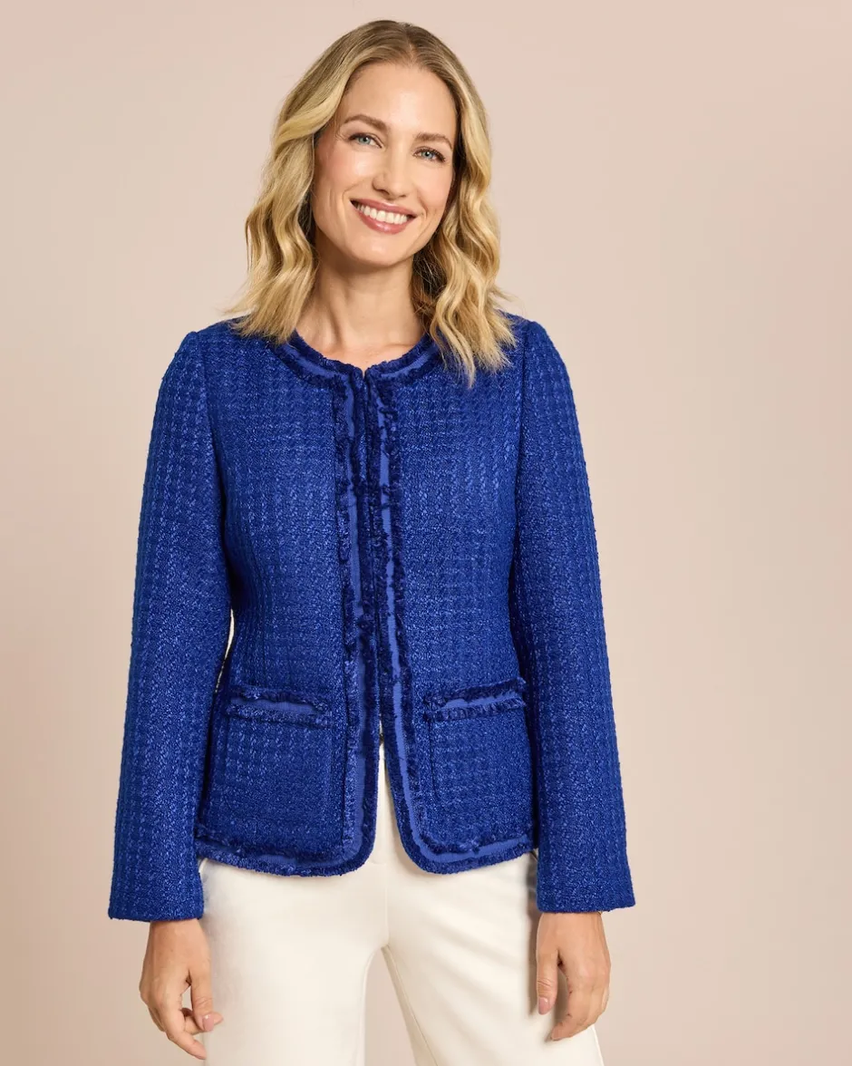 Hot Blazer Boucleoptik mit Fransen Jacken & Mäntel