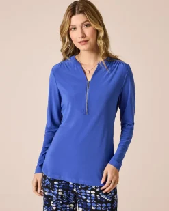 Clearance Blusenshirt uni mit Reißverschluss Shirts & Tops