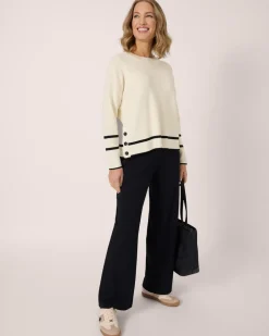 Best Boxy Strickpullover mit Zierknöpfen Strickware