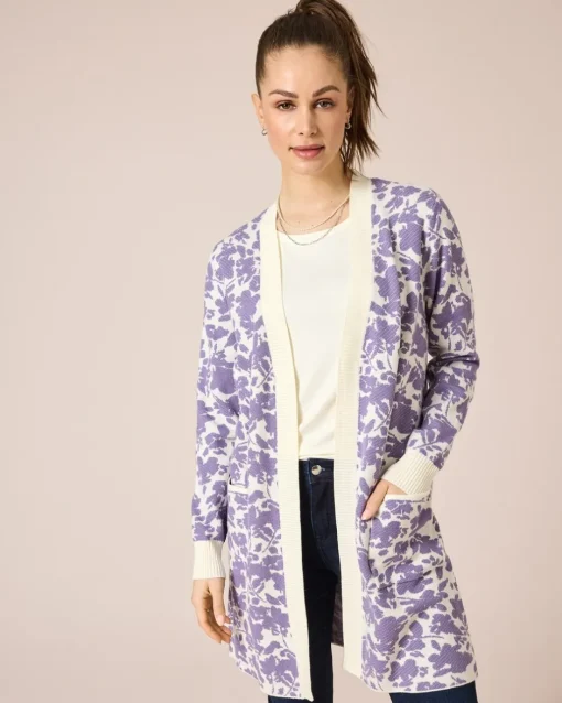 Cardigan mit Blumen-Jaquard Strickware