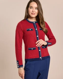 Online Cardigan mit Strickmuster und Kontrast Strickware