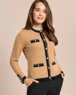 Online Cardigan mit Strickmuster und Kontrast Strickware