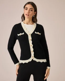 Hot Cardigan mit Wellenkanten Strickware