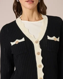 Hot Cardigan mit Wellenkanten Strickware