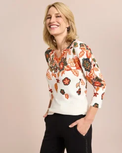 Hot Classic Pullover Paisley-Blüten-Optik Strickware