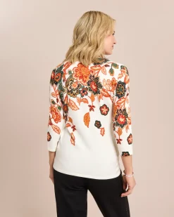 Hot Classic Pullover Paisley-Blüten-Optik Strickware