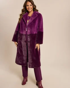 Clearance Fake Fur Mantel two-tone Jacken & Mäntel