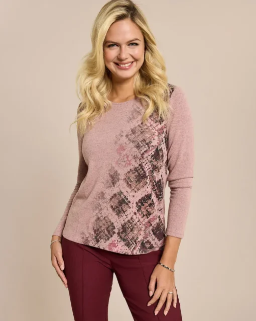 Sale Feinstrick Shirt mit Druck & Strass Shirts & Tops