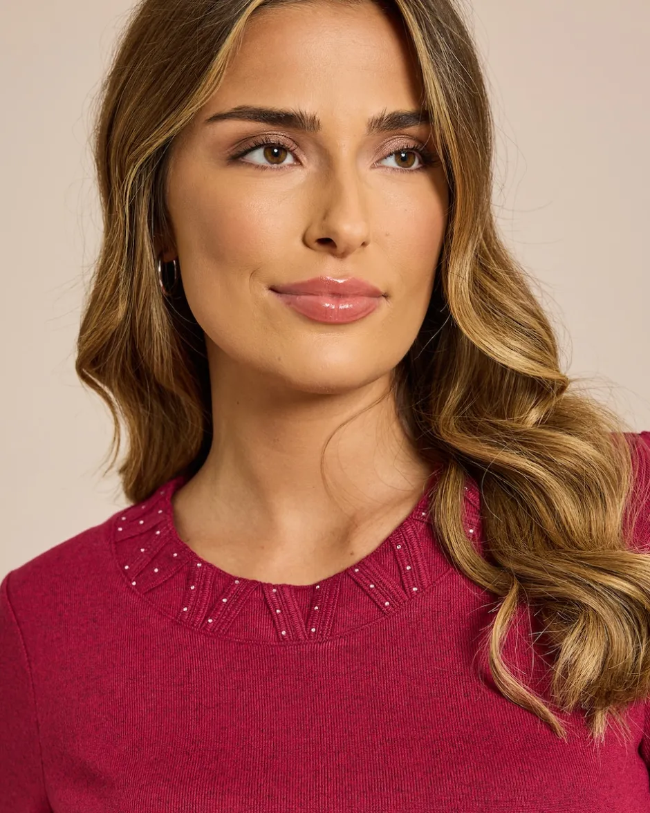 Best Feinstrick-Shirt mit dekorativem Rundhalsausschnitt Shirts & Tops