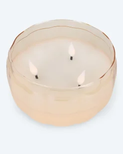 Outlet Glaskürbis mit LED Flammen Dekoration