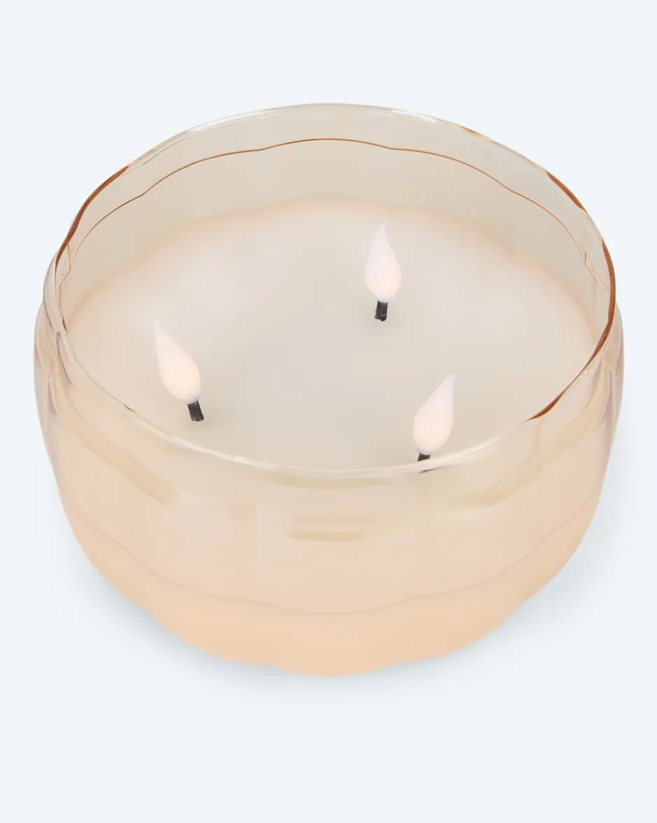 Outlet Glaskürbis mit LED Flammen Dekoration