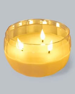 Outlet Glaskürbis mit LED Flammen Dekoration