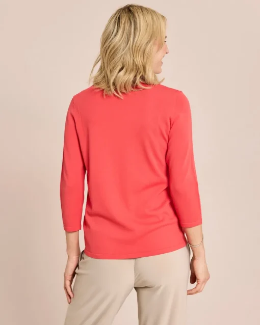 Best Glow Pullover Blumenstickerei Ausschnitt Strickware