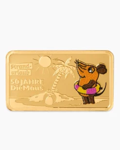 New Goldmünzbarren 50 Jahre Die Maus: Strandurlaub Münzen