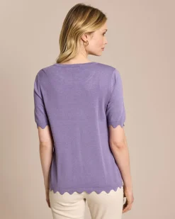 Hot Halbarm-Pullover mit Wellen-Saum Strickware
