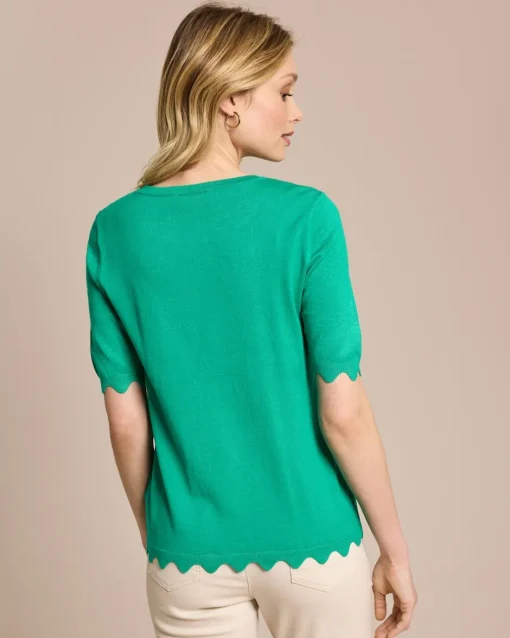 Hot Halbarm-Pullover mit Wellen-Saum Strickware