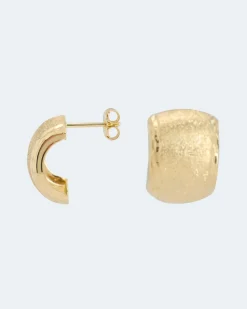 Sale Halbcreolen, satiniert in Gold 585 Ohrringe