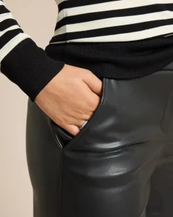 Sale Hose aus Lederimitat mit weitem Bein Hosen