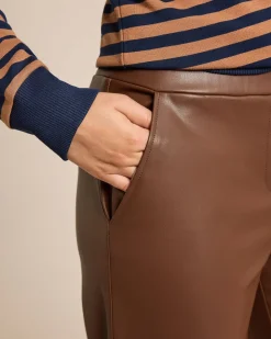 Sale Hose aus Lederimitat mit weitem Bein Hosen