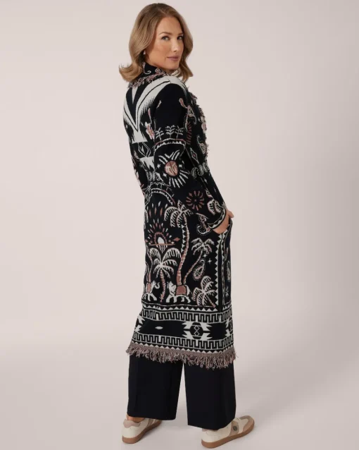 Discount Jacquard-Mantel Kaschmirblend Strickware