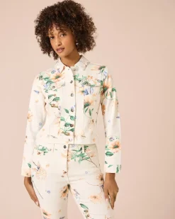 Clearance Jeansjacke mit Blumen-Print Jacken & Mäntel