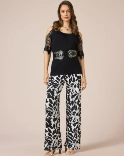 Outlet Jerseyhose mit Blätterdruck Hosen