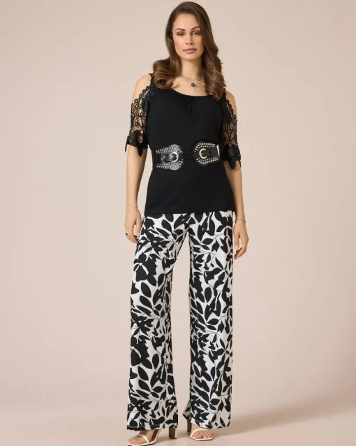 Outlet Jerseyhose mit Blätterdruck Hosen