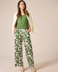 Outlet Jerseyhose mit Blätterdruck Hosen