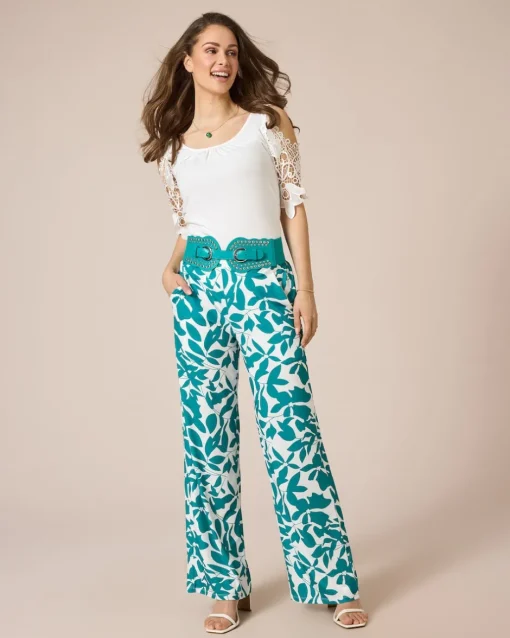Outlet Jerseyhose mit Blätterdruck Hosen