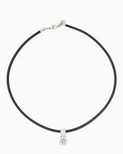 Kautschukcollier mit Zirkoniaanhänger Halsketten & Colliers