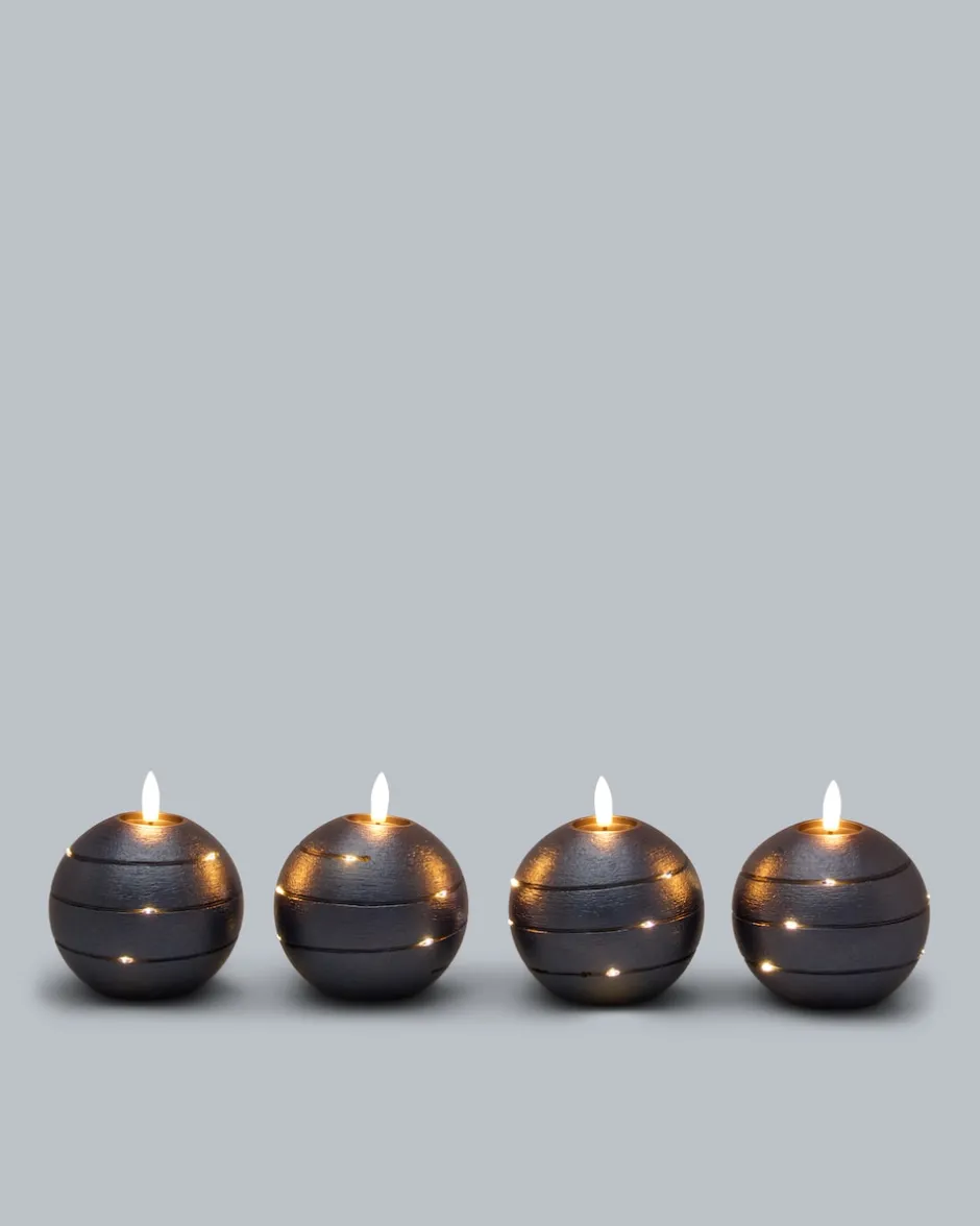 Discount Kugelkerzen mit LED-Draht, 4tlg. Dekoration
