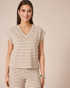 Hot Kurzarmpullover mit Streifen Shirts & Tops