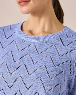 Outlet Kurzarmpullover mit Zick-Zack-Muster Strickware