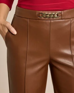 Outlet Lederimitat Hose mit Deko am Bund Hosen