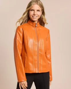 Online Lederimitatjacke mit Flechtdetails Jacken & Mäntel