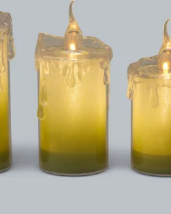 New LED-Kerzen mit Glitzereffekt, 3tlg. Dekoration