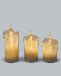 New LED-Kerzen mit Glitzereffekt, 3tlg. Dekoration