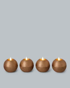 New LED-Kugelkerzen in Metallic-Glitzer, 4tlg. Dekoration