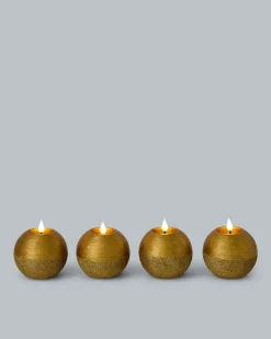 New LED-Kugelkerzen in Metallic-Glitzer, 4tlg. Dekoration
