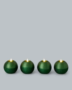 New LED-Kugelkerzen in Metallic-Glitzer, 4tlg. Dekoration