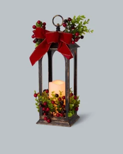 Outlet LED-Laterne mit Beeren-Deko Dekoration